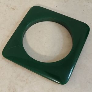 Vintage MOD Green Square Bangle Bracelet